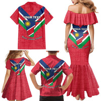 Personalised Namibia Independence Day Family Matching Mermaid Dress and Hawaiian Shirt Coat Of Arms With Flag Map - Wonder Print Shop