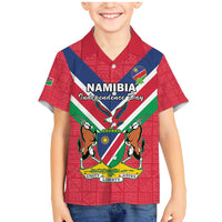Personalised Namibia Independence Day Family Matching Mermaid Dress and Hawaiian Shirt Coat Of Arms With Flag Map - Wonder Print Shop