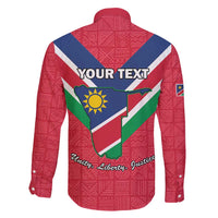 Personalised Namibia Independence Day Family Matching Off Shoulder Maxi Dress and Hawaiian Shirt Coat Of Arms With Flag Map - Wonder Print Shop