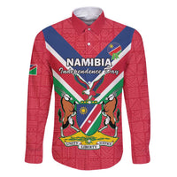 Personalised Namibia Independence Day Family Matching Puletasi and Hawaiian Shirt Coat Of Arms With Flag Map - Wonder Print Shop