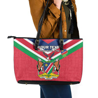 Personalised Namibia Independence Day Leather Tote Bag Coat Of Arms With Flag Map - Wonder Print Shop