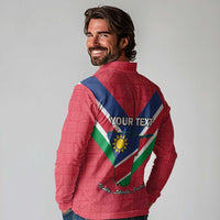 Personalised Namibia Independence Day Long Sleeve Polo Shirt Coat Of Arms With Flag Map - Wonder Print Shop