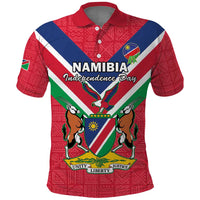 Personalised Namibia Independence Day Polo Shirt Coat Of Arms With Flag Map - Wonder Print Shop