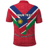 Personalised Namibia Independence Day Polo Shirt Coat Of Arms With Flag Map - Wonder Print Shop