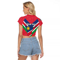 Personalised Namibia Independence Day Raglan Cropped T Shirt Coat Of Arms With Flag Map - Wonder Print Shop