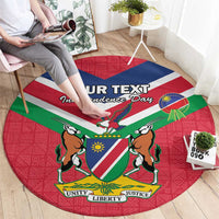 Personalised Namibia Independence Day Round Carpet Coat Of Arms With Flag Map