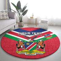 Personalised Namibia Independence Day Round Carpet Coat Of Arms With Flag Map