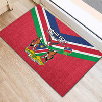 Personalised Namibia Independence Day Rubber Doormat Coat Of Arms With Flag Map - Wonder Print Shop