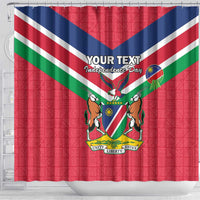 Personalised Namibia Independence Day Shower Curtain Coat Of Arms With Flag Map