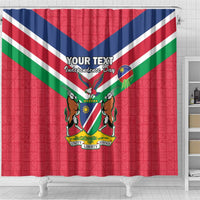 Personalised Namibia Independence Day Shower Curtain Coat Of Arms With Flag Map