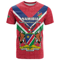 Personalised Namibia Independence Day T Shirt Coat Of Arms With Flag Map - Wonder Print Shop