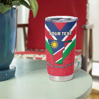 Personalised Namibia Independence Day Tumbler Cup Coat Of Arms With Flag Map - Wonder Print Shop