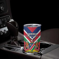 Personalised Namibia Independence Day Tumbler Cup Coat Of Arms With Flag Map - Wonder Print Shop