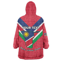 Personalised Namibia Independence Day Wearable Blanket Hoodie Coat Of Arms With Flag Map - Wonder Print Shop