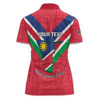 Personalised Namibia Independence Day Women Polo Shirt Coat Of Arms With Flag Map - Wonder Print Shop