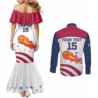 Custom United States Basketball Couples Matching Mermaid Dress and Long Sleeve Button Shirt Go Champions
