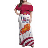 Custom United States Basketball Family Matching Off Shoulder Maxi Dress and Hawaiian Shirt Go Champions