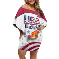 Custom United States Basketball Family Matching Off Shoulder Short Dress and Hawaiian Shirt Go Champions