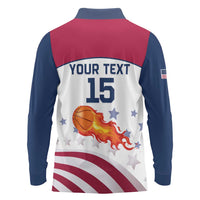 Custom United States Basketball Long Sleeve Polo Shirt Go Champions