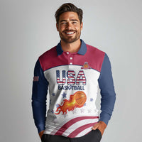 Custom United States Basketball Long Sleeve Polo Shirt Go Champions