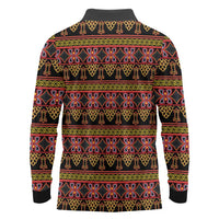 Cameroon Traditional Toghu Pattern Long Sleeve Polo Shirt