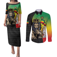 Personalized Ethiopia National Day Couples Matching Puletasi and Long Sleeve Button Shirt Lion Of Judah African Pattern