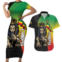 Personalized Ethiopia National Day Couples Matching Short Sleeve Bodycon Dress and Hawaiian Shirt Lion Of Judah African Pattern