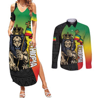 Personalized Ethiopia National Day Couples Matching Summer Maxi Dress and Long Sleeve Button Shirt Lion Of Judah African Pattern