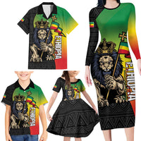 Personalized Ethiopia National Day Family Matching Long Sleeve Bodycon Dress and Hawaiian Shirt Lion Of Judah African Pattern