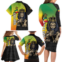 Personalized Ethiopia National Day Family Matching Long Sleeve Bodycon Dress and Hawaiian Shirt Lion Of Judah African Pattern
