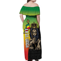 Personalized Ethiopia National Day Family Matching Off Shoulder Maxi Dress and Hawaiian Shirt Lion Of Judah African Pattern