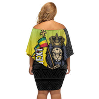Personalized Ethiopia National Day Family Matching Off Shoulder Short Dress and Hawaiian Shirt Lion Of Judah African Pattern