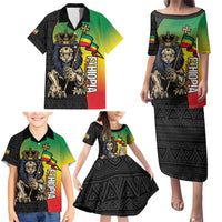 Personalized Ethiopia National Day Family Matching Puletasi and Hawaiian Shirt Lion Of Judah African Pattern
