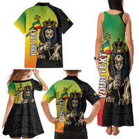Personalized Ethiopia National Day Family Matching Tank Maxi Dress and Hawaiian Shirt Lion Of Judah African Pattern