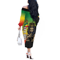 Personalized Ethiopia National Day Off The Shoulder Long Sleeve Dress Lion Of Judah African Pattern
