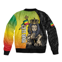Personalized Ethiopia National Day Sleeve Zip Bomber Jacket Lion Of Judah African Pattern
