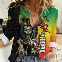 Personalized Ethiopia National Day Women Casual Shirt Lion Of Judah African Pattern