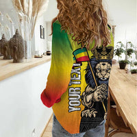 Personalized Ethiopia National Day Women Casual Shirt Lion Of Judah African Pattern