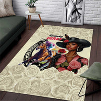 Kentucky Horse Racing Area Rug Black Derby Lady Cream Roses