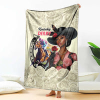 Kentucky Horse Racing Blanket Black Derby Lady Cream Roses
