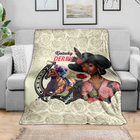 Kentucky Horse Racing Blanket Black Derby Lady Cream Roses