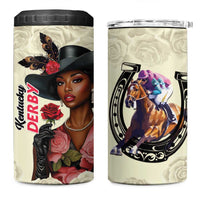 Kentucky Horse Racing 4 in 1 Can Cooler Tumbler Black Derby Lady Cream Roses