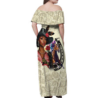 Kentucky Horse Racing Family Matching Off Shoulder Maxi Dress and Hawaiian Shirt Black Derby Lady Cream Roses
