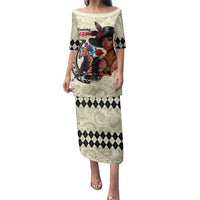 Kentucky Horse Racing Family Matching Puletasi and Hawaiian Shirt Black Derby Lady Cream Roses