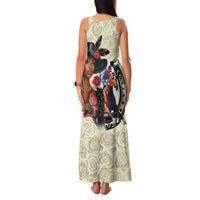 Kentucky Horse Racing Family Matching Tank Maxi Dress and Hawaiian Shirt Black Derby Lady Cream Roses