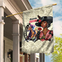 Kentucky Horse Racing Garden Flag Black Derby Lady Cream Roses