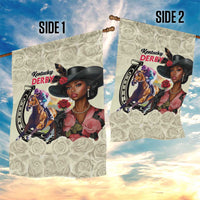 Kentucky Horse Racing Garden Flag Black Derby Lady Cream Roses