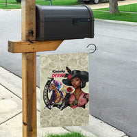 Kentucky Horse Racing Garden Flag Black Derby Lady Cream Roses