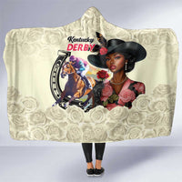 Kentucky Horse Racing Hooded Blanket Black Derby Lady Cream Roses