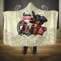 Kentucky Horse Racing Hooded Blanket Black Derby Lady Cream Roses